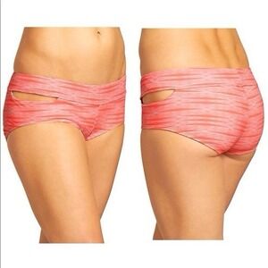 Athleta Bikini Bottom Ariel Cut Out Orange Coral Size Large Hipster NWT $54 MSRP